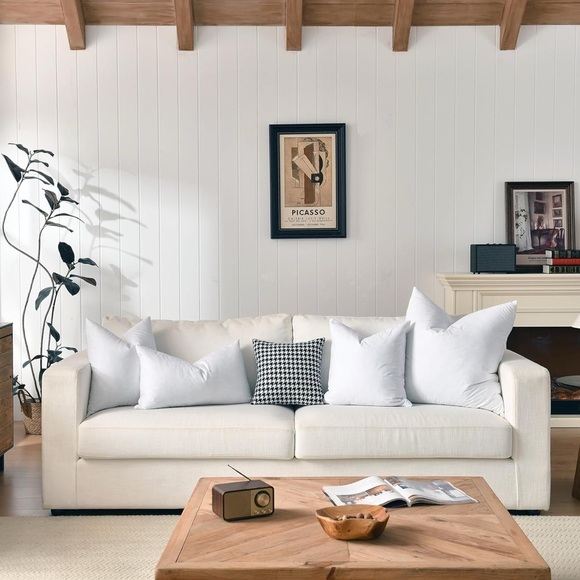 28x28” 1 Piece Euro Throw Pillow Insert-Down Feather Pillow Insert-Cotton White - Picture 4 of 7